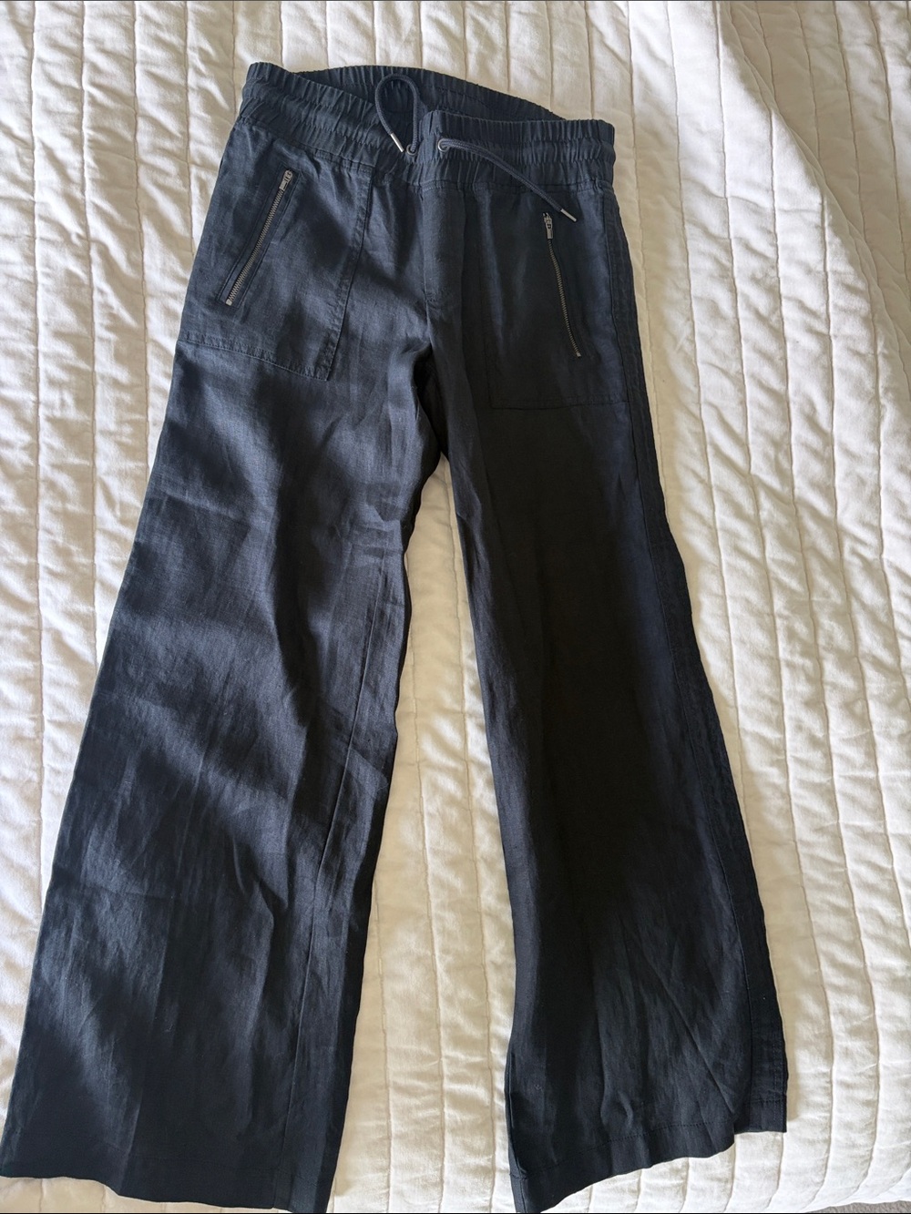Athleta Cabo Wide leg Black Linen-Pants NWOT
